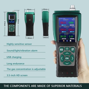 Xách tay 6 trong 1 <span class=keywords><strong>Gas</strong></span> <span class=keywords><strong>Detector</strong></span> CH4 O2 co H2S VOC CO2 bơm hút nồng độ khí <span class=keywords><strong>Analyzer</strong></span> SO2 độc hại khí thải phát hiện báo động - Product Image 5