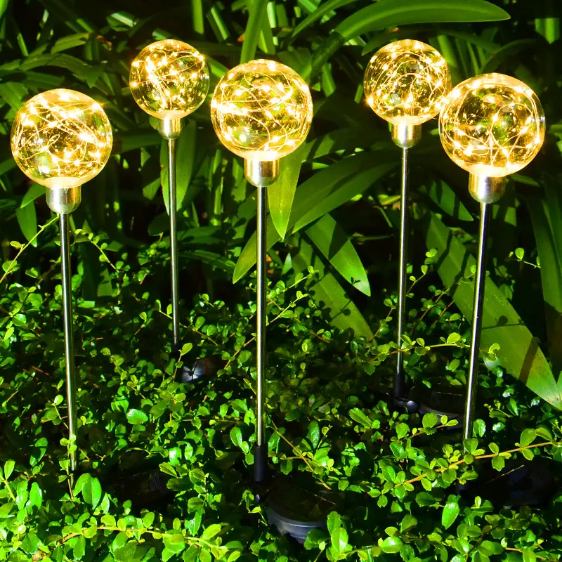 Wasserdichte LED-Straßen rasen pfähle im Freien Feen lampen String Yard Art Decoration Solar Löwenzahn Blumen ball Garten licht