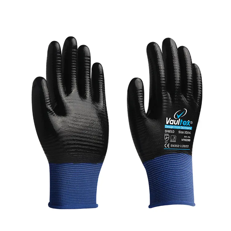 Vaultex Hand Protection Mining Industrial Cut Resistant Safety Gloves Touch Screen Heavy Duty Level 5 Black Nitrile Gloves