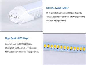 4ft T8 LED T5チューブライト1165mm長さ18WパワーG5エンドキャップ屋内倉庫廊下用工場 - Product Image 3