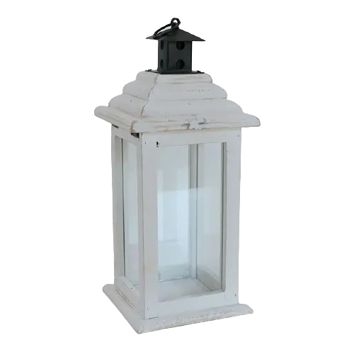 MAGI-farol decorativo para boda, Blanco antiguo, madera de vidrio, rústico, para decoración de mesa