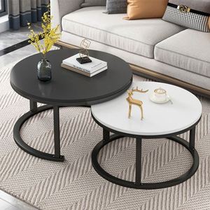 Contemporary Round Nesting Bent Black Gold Metal Side Glass Marble Stone Mdf Wood Coffee <strong>Table</strong> Nest of <strong>3</strong> <strong>Table</strong> <strong>Set</strong> Nesting <strong>Table</strong> - Product Image 5