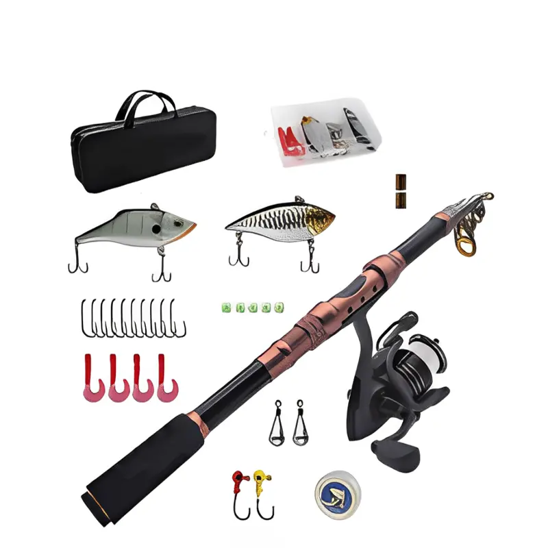 CTO Conjunto completo de vara de pesca telescópica com mosca e carretel, kit pesado com combinação de carretel