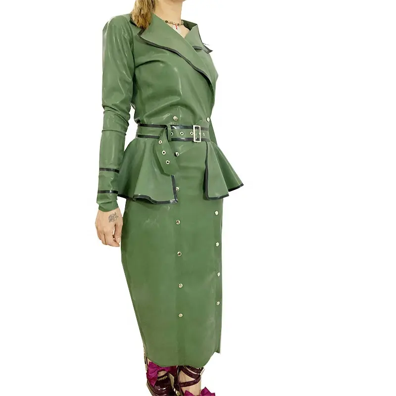 Recién llegado, vestido verde Amy de látex 2023, vestidos de mujer OEM Fancy Spandex Time Lead Support Feature Material Precio barato