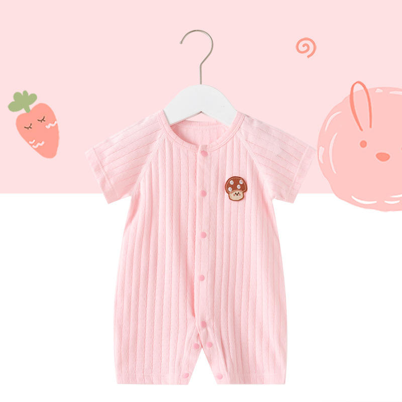 เสื้อแขนสั้นบาง - สีชมพู ลายเห็ดเล็ก