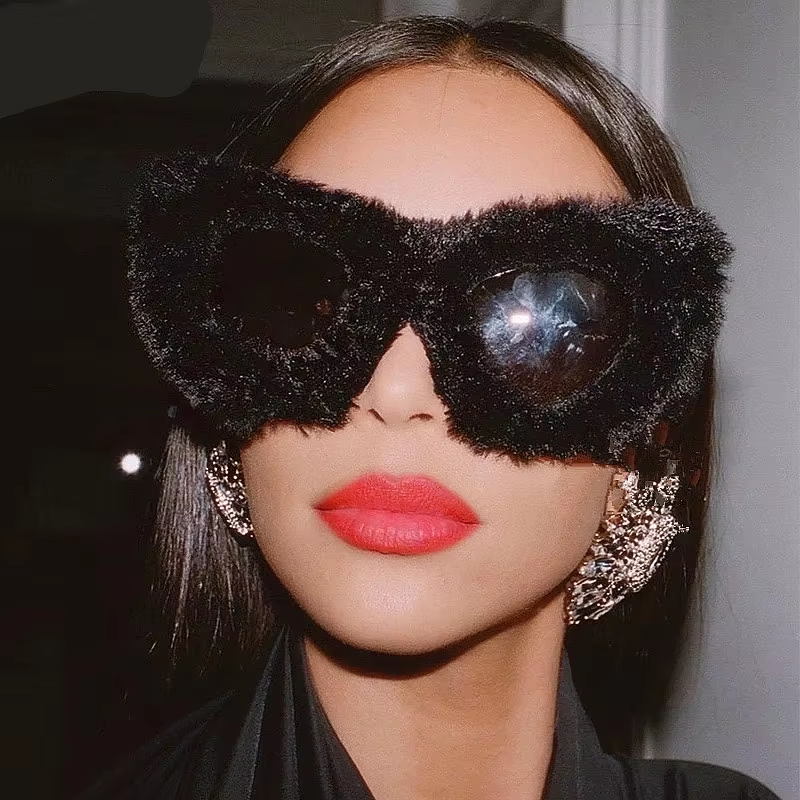 Lunettes de soleil chat en peluche pour femmes