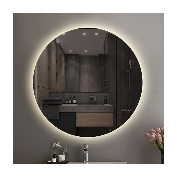 مرآة حمام ذكية بمستشعر يعمل باللمس ومزودة بإضاءة خلفية ليد مع ساعة رقمية معتمة عالية الجودة