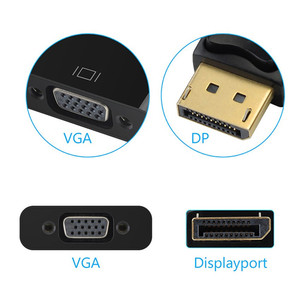 镀金1080P DisplayPort DP到VGA适配器DP到VGA 15PIN适配器dp公到vga母转换器电缆，用于pc视频 - Product Image 6
