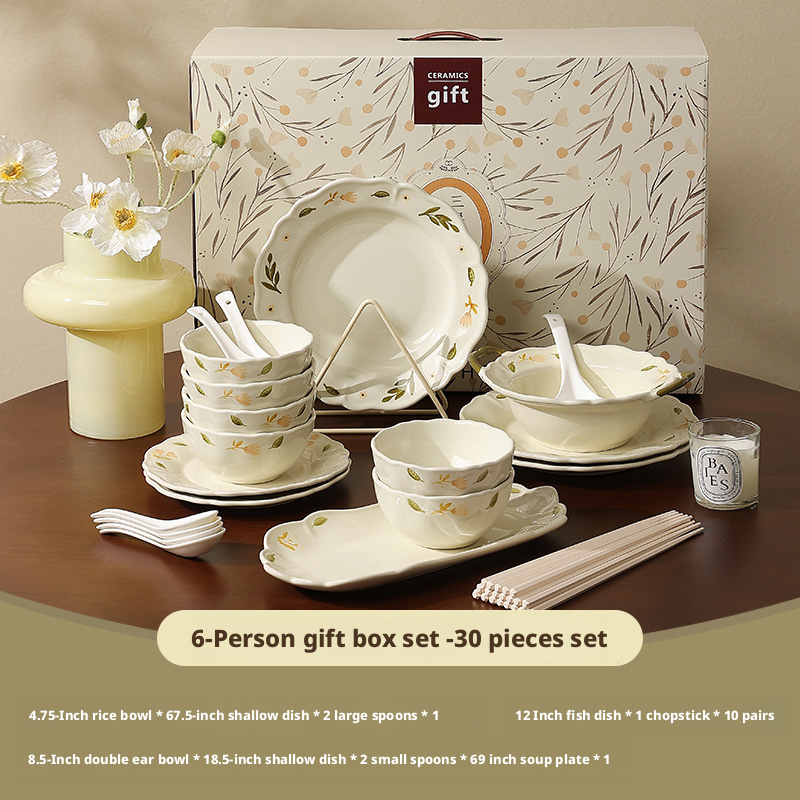 30-piece white gift set for 6 people