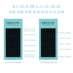 ขนตาปลอมสำหรับต่อขนตาขนมิงค์แบบม้วนฉลากส่วนตัวแบบคลาสสิก dday BC CC DD - Product Image 6