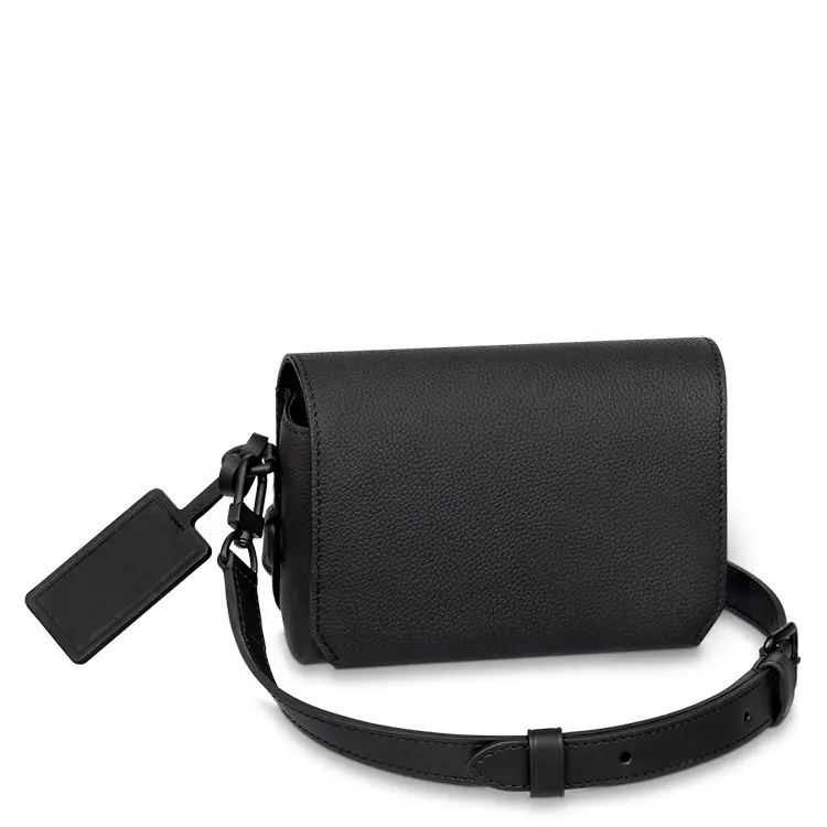 Petit sac à bandoulière carré imperméable à l'eau tendance pour hommes avec rabat en cuir PU portable portefeuille sacs de sport décontractés