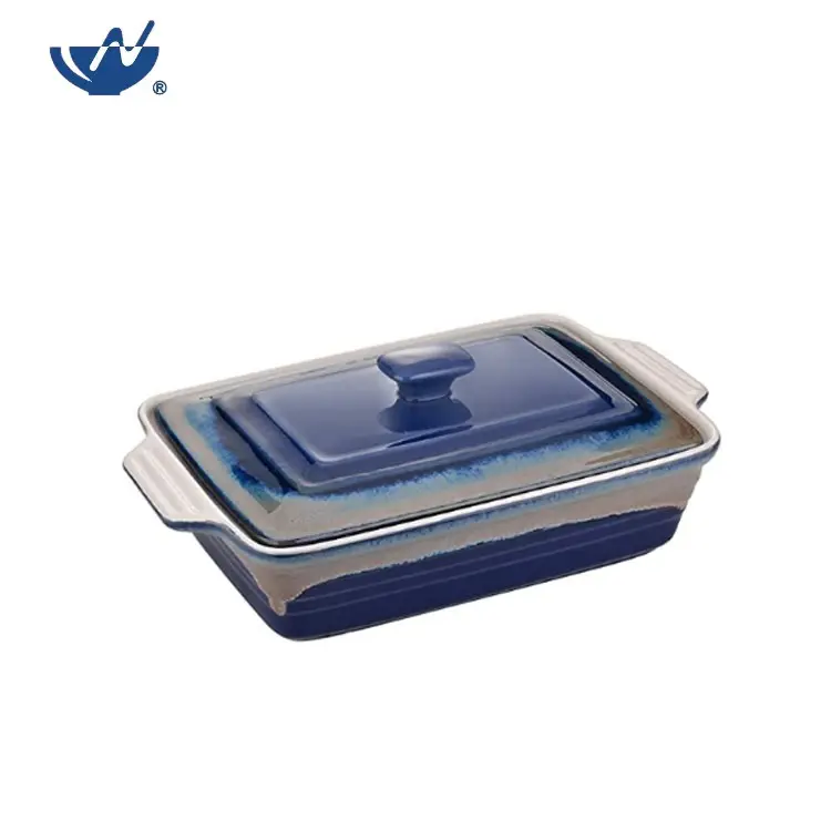 OEM ODM Rectangular Dish Custom Pan Bakeware Set Ceramic Baking Dish With Lid