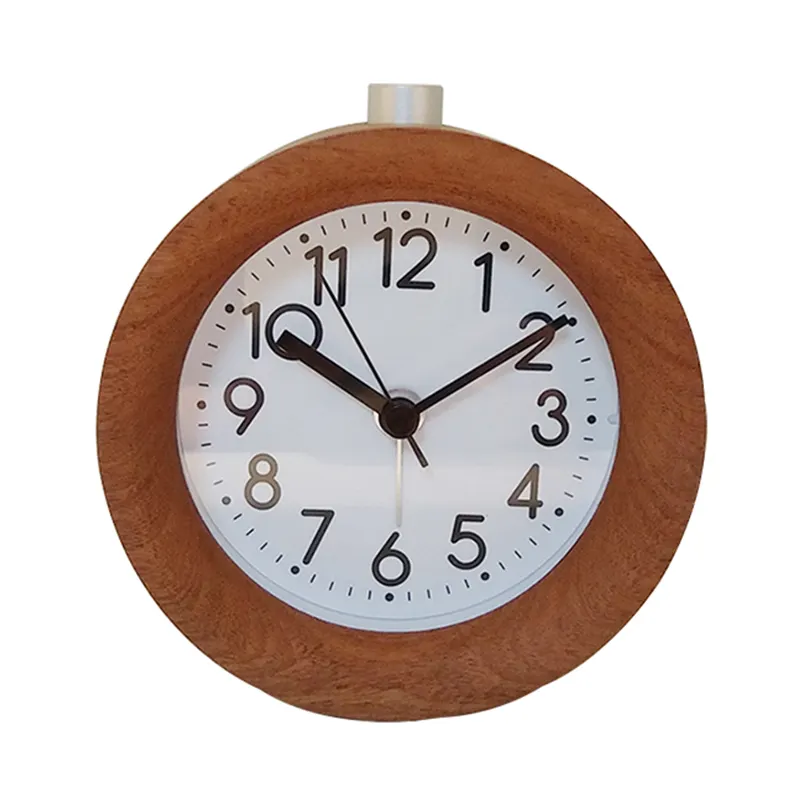 Simpleemaf — horloge à Quartz analogique ronde mains silencieuse, Mini arc rond, avec fonction lumière, mécanisme de mouvement, horloge de Table