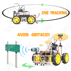 Fabrik 4WD Roboter Kit DIY Hindernis vermeidung Roboter Starter Kit Code C/C Programmier schule After School Projekt für ArduIDE