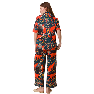 Custom Dames 2 Stuks Bedrukte Korte <span class=keywords><strong>Lounge</strong></span> Wear Sets Pj Set Satijnen Pyjama Dames Nachtkleding Loungewear Set Voor Dames - Product Image 5