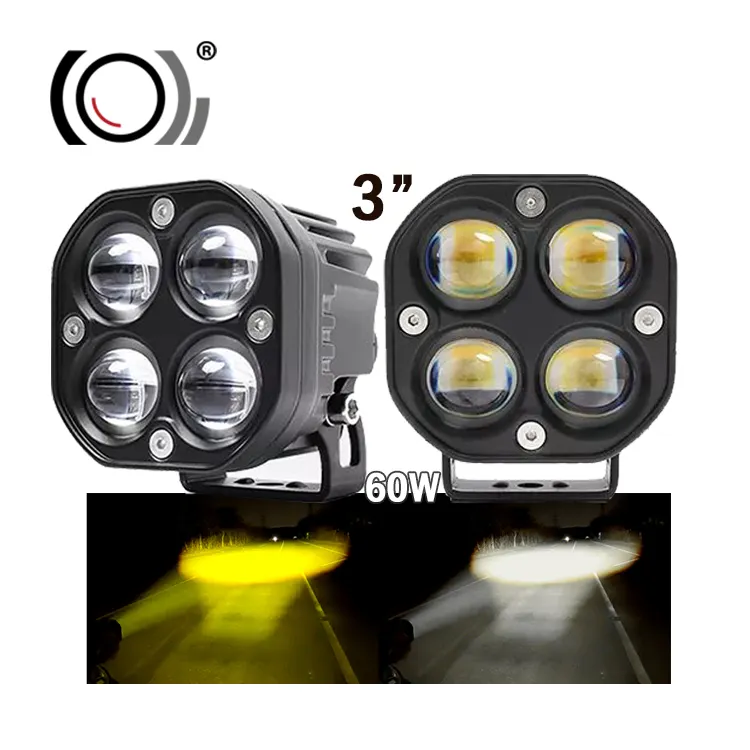2023 New Chegou Barato 12V Automotive Square Fog Work Light Âmbar 3 polegada Car LED Trator Trabalhando Luz Para Caminhão