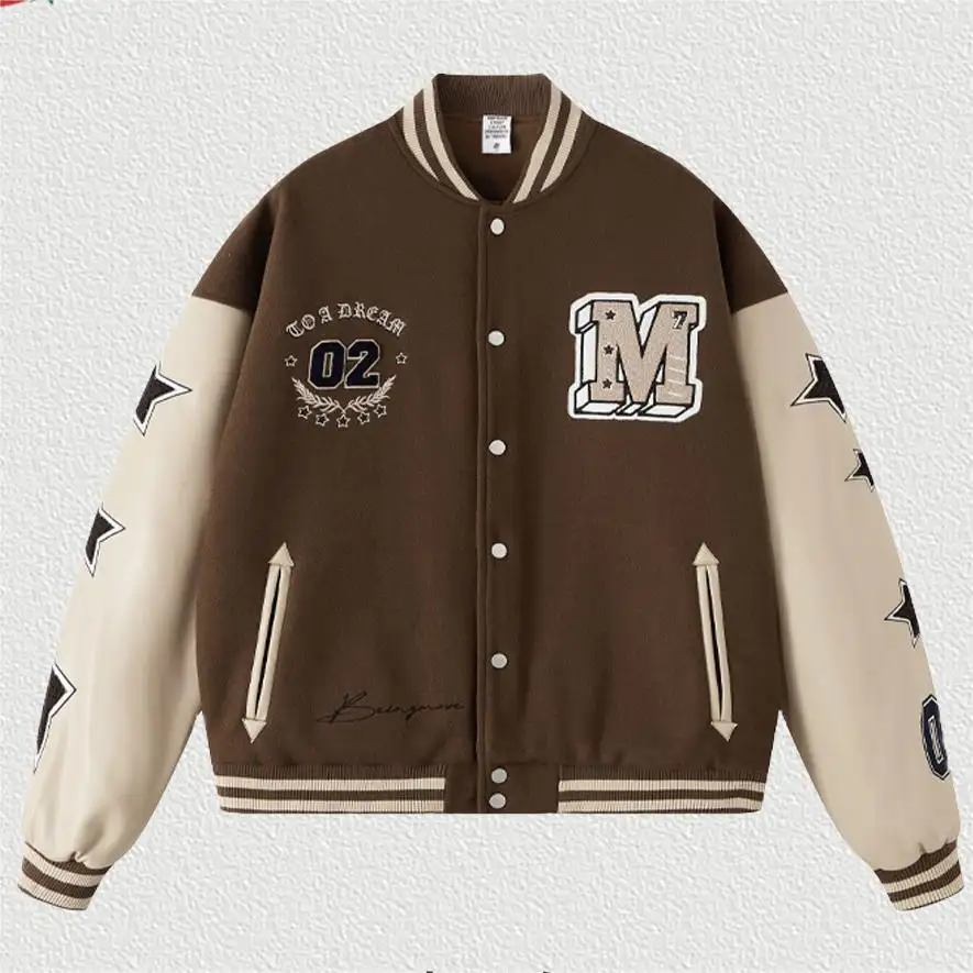 2023 vendita calda personalizzata moda uomo giacca college stile Cool pile inverno Baseball Bomber giacche college in pelle