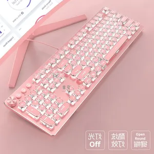 Teclado mecánico con cable Máquina de escribir de tamaño completo Tecla redonda para teclado de uso de juegos de oficina - Product Image 5