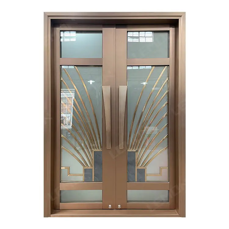 Luxo Vidro Padrão Principais Projetos Porta Dupla Entrada De Aço Inoxidável Portas De Design Decorativo