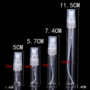 小型香水アトマイザーバイアル2ml 3ml 5ml 10mlサンプルガラスボトルプラスチックスプレーポンプミニテスターボトル付き - Product Image 1