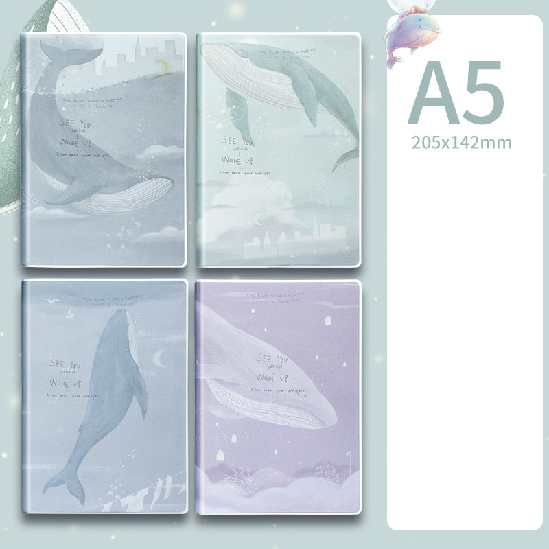A5 Whale City (96 feuilles) 1 pièce, 4 pièces par ensemble