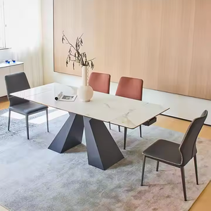 ロックスラブダイニングテーブルイタリアンミニマリストストレッチロックダイニングテーブル炭素鋼脚 - Product Image 3