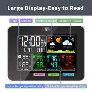 Estaciones meteorológicas inalámbricas Interior Temperatura exterior Humedad VA Pantalla a color Pronóstico del tiempo 3 Sensores de temperatura adicionales - Product Image 2