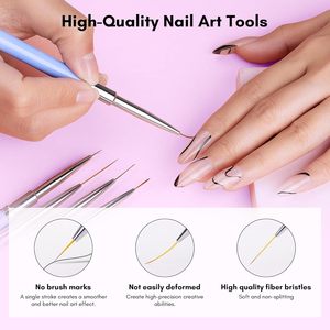 New Design Nail Art <strong>Brushes</strong> Set: 5pcs Liner <strong>Brushes</strong> for Nail <strong>7</strong>/9/11/15/25mm Thin Nail Art Design <strong>Brush</strong> with Cap Polish - Product Image 6