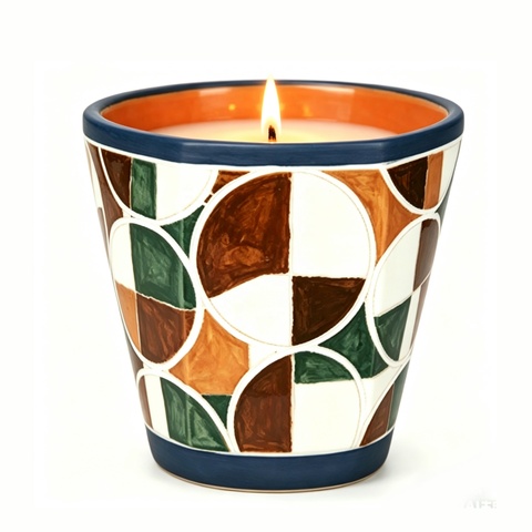 Elegant Pattern Painting Ceramic Terracotta Vessel Empty 8oz, 9 Oz, 10oz, 11oz, 14oz Ceramic Candle Jar