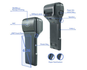 Goodcom Smart Android POSシステムAndroid12ハンドヘルドターミナル、レストラン用80mmサーマルプリンター - Product Image 2
