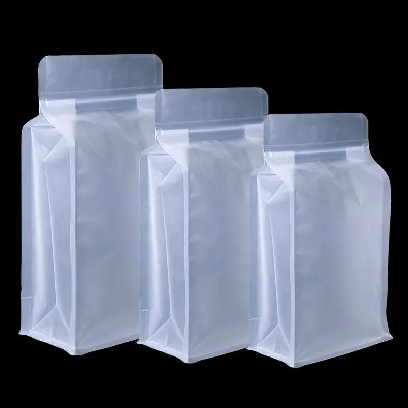 Sacos plásticos reutilizáveis de grau alimentício, bolsas para granos, suporte de saco, trava plana