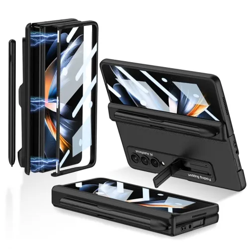 Высококачественный флип-чехол для телефона Samsung Galaxy Z Fold4 GKK с магнитными петлями и держателем и слотом для ручки
