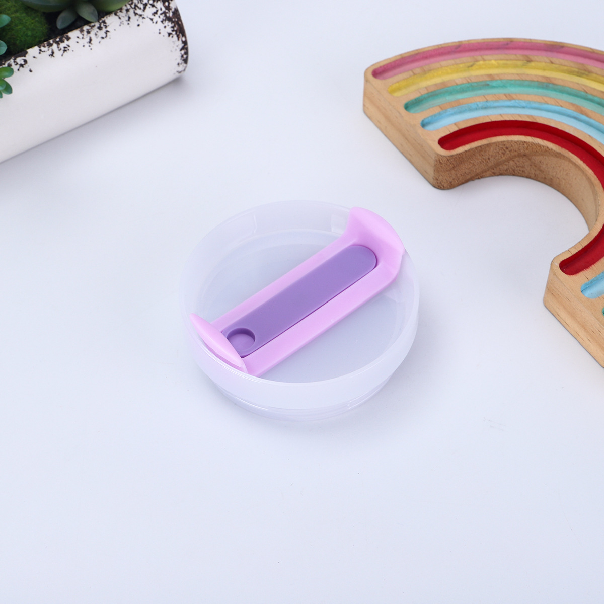 Milky white main body-pink piece-purple silicone-40 ounces