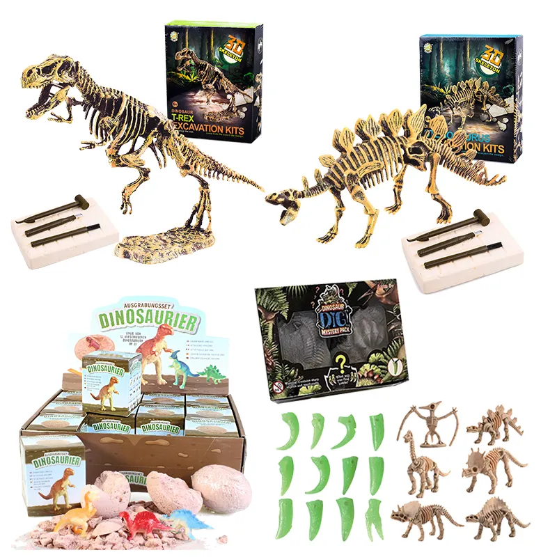 Varios huevos de yeso de dinosaurio, Kit de excavación, Dino, Gema fósil, Tesoro, excavación, Kit educativo, juguetes de excavación arqueológica