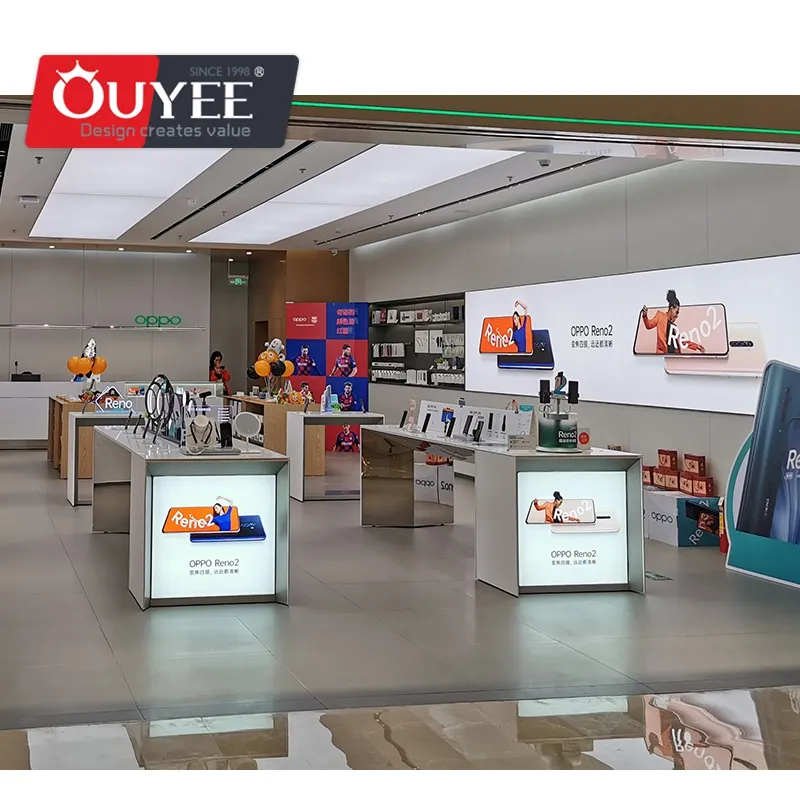 Cellphone Shop Wooden Customized Interior decoration Furniture Designs With Mobile Shop Displays