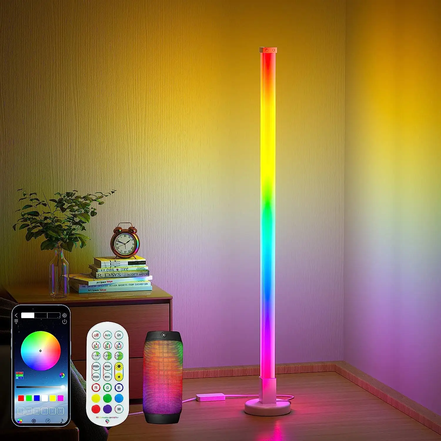 Trang chủ trang trí đèn đứng 1.5m thay đổi RGB đầy màu sắc điều khiển từ xa dẫn đèn sàn cho phòng ngủ trang trí môi trường xung quanh ánh sáng sàn