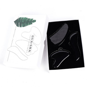Siyah Gua Sha yüz aracı doğal yeşim taş gugukurulu Gua Sha kazıma masaj aleti SPA yüz gözler için boyun vücut kas Relax - Product Image 6