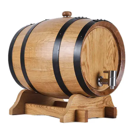 Venta caliente de madera maciza de roble cerveza/cerveza en barril de vino de acero inoxidable con bandas