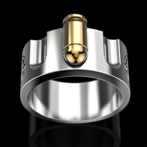 爆発的な創造的なb-u-l-le-tメンズリングR-ussianルーレットリボルバー2色メッキリング - Product Image 2