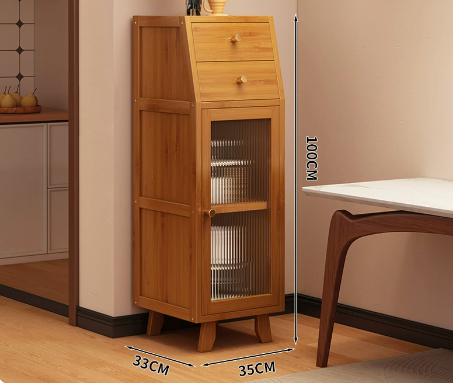 Tea wood color - single door with drawer -35 * 33 * 100cm