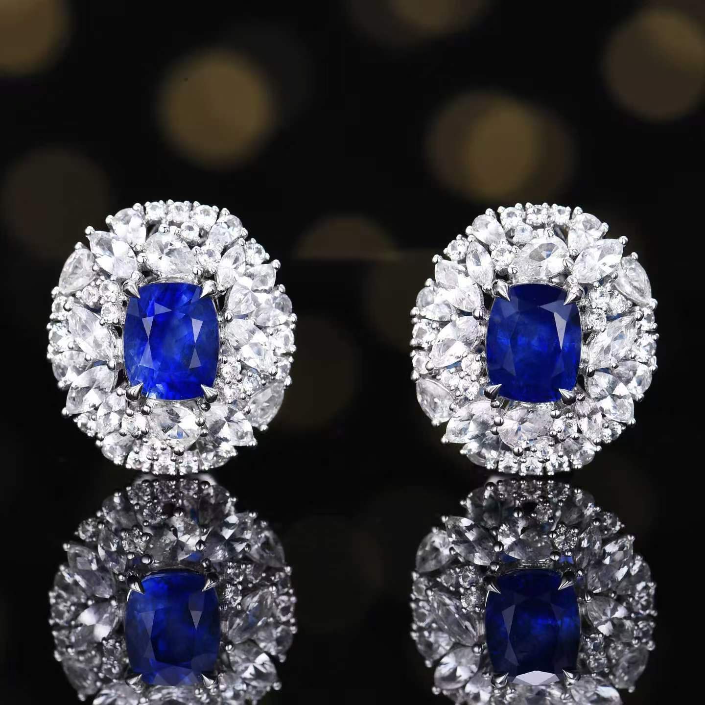 Boucle d'oreille diamant saphir naturel