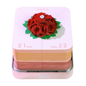 Bloc de notas de ramo de flores rosa hecho a mano modelo de papel Calendario de mesa en caja iluminado Diy calendario 3D Memo bloque de papel Cubo de notas - Product Image 2