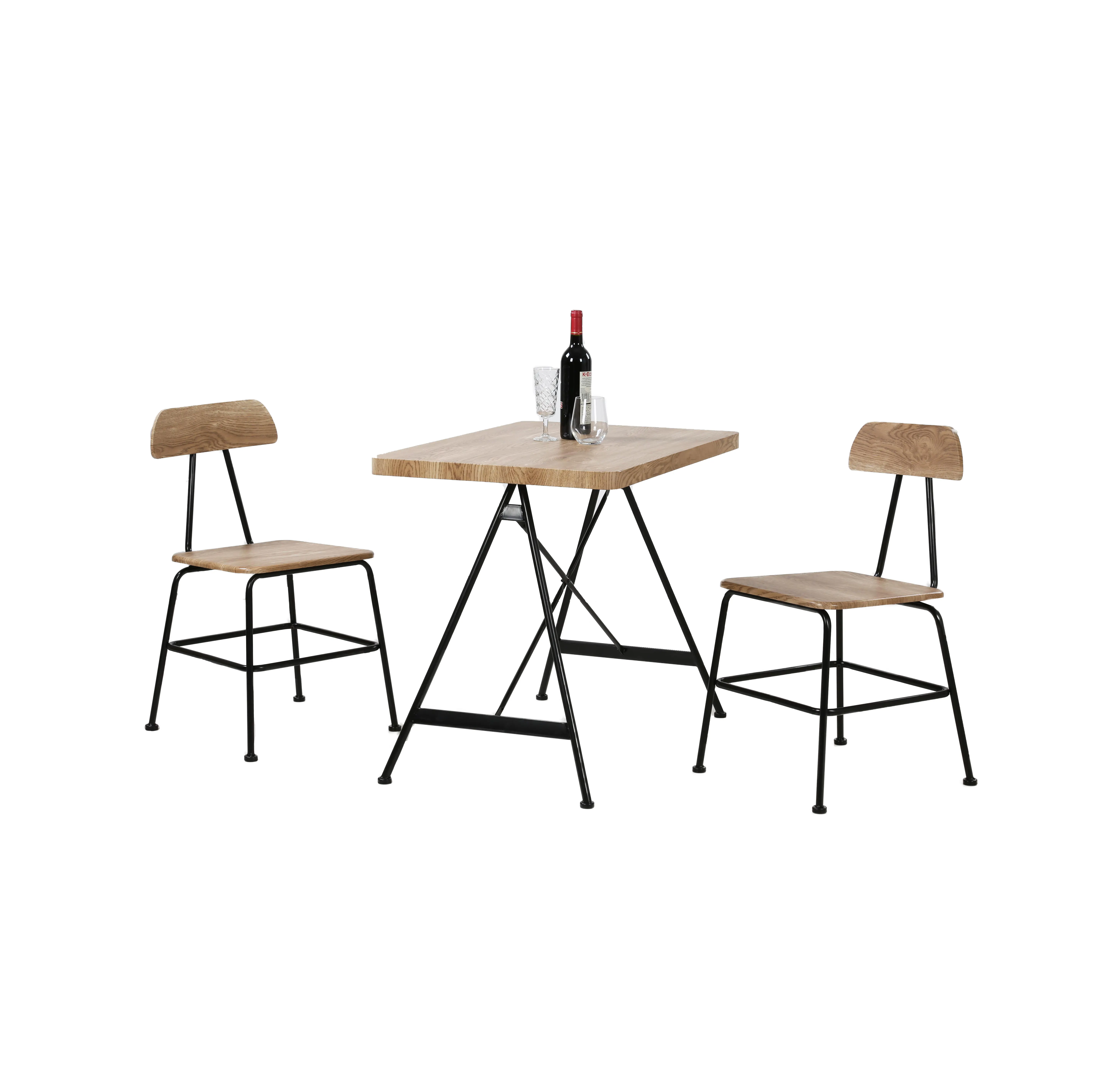 ダイニングテーブルセットモダンシンプルヨーロッパデザイン木製トップディナールームテーブル椅子2人掛け