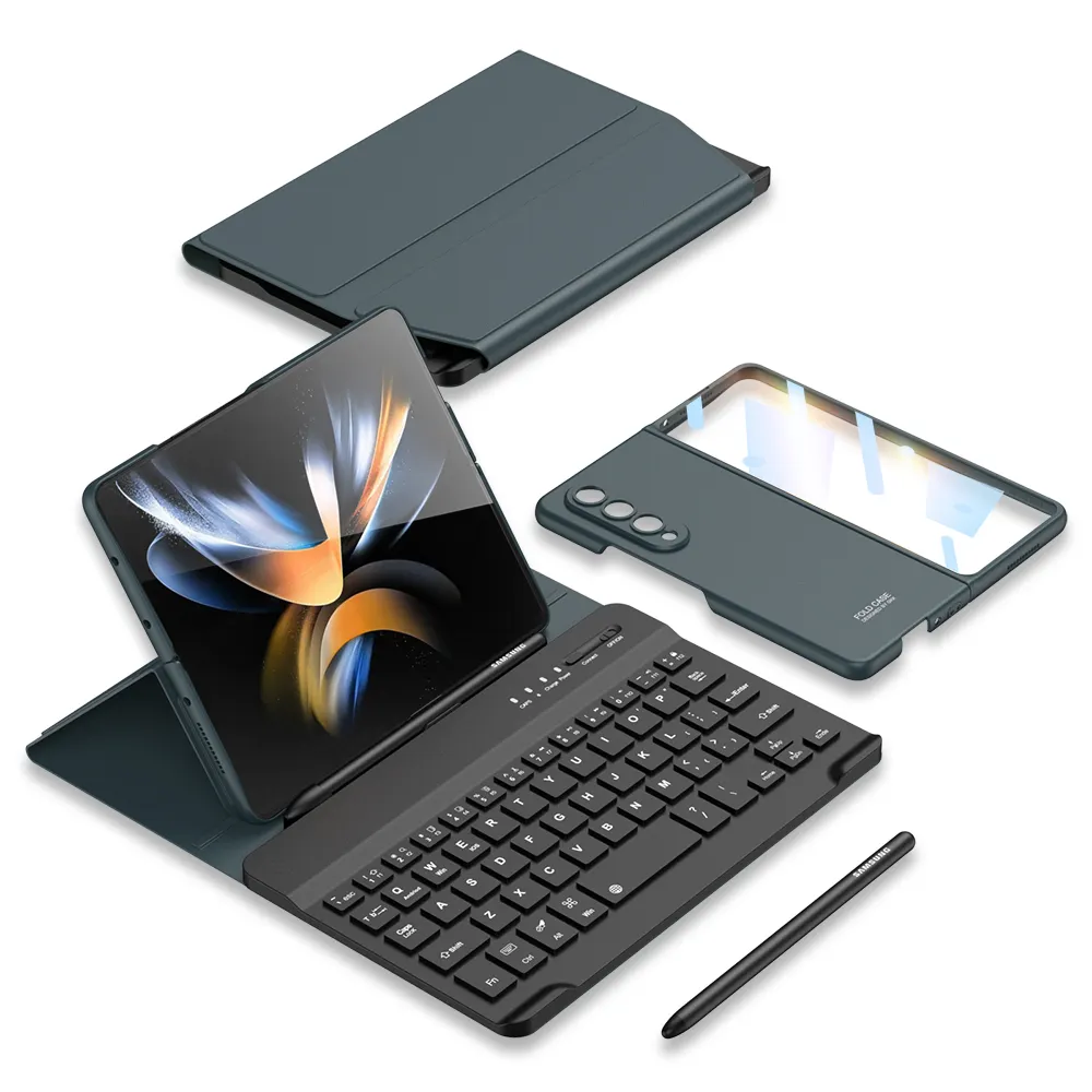 Gkk Luxe Pu Lederen Keyboard Sheath Voor Samsung Galaxy Z Fold 4 Z Fold 3, Business Keyboard Geleverd Met Pc Shell Voor Z Fold 5