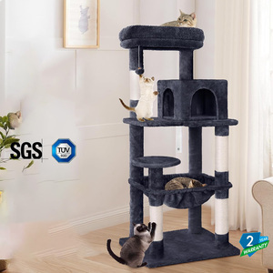 猫树143厘米多层猫塔抓桩猫公寓游戏屋，带毛绒栖息，适合小猫攀爬和休息 - Product Image 1