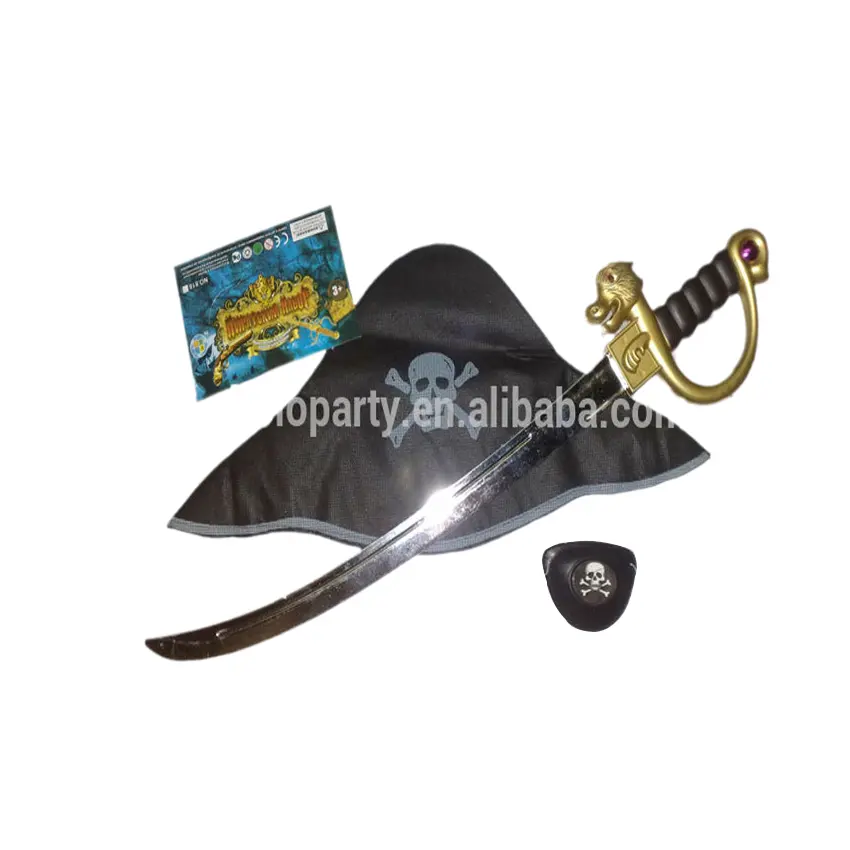 Conjunto de espada de plástico de alta calidad con pañuelo y parche ocular, venta al por mayor, armas para niños, Cosplay de piratas, 2021