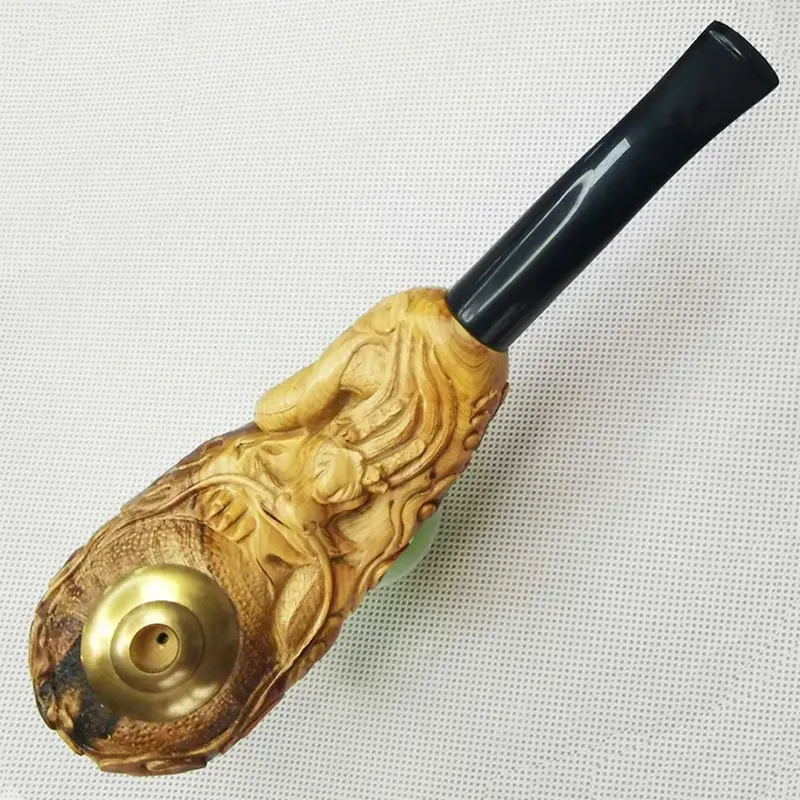 Pipa de fumar de madera grabada hecha a mano personalizada