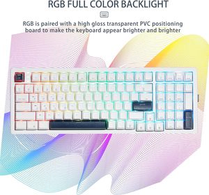 Teclado RGB de ordenador multifuncional blanco Hexgears E4 Pro con interruptor Kailh - Product Image 3