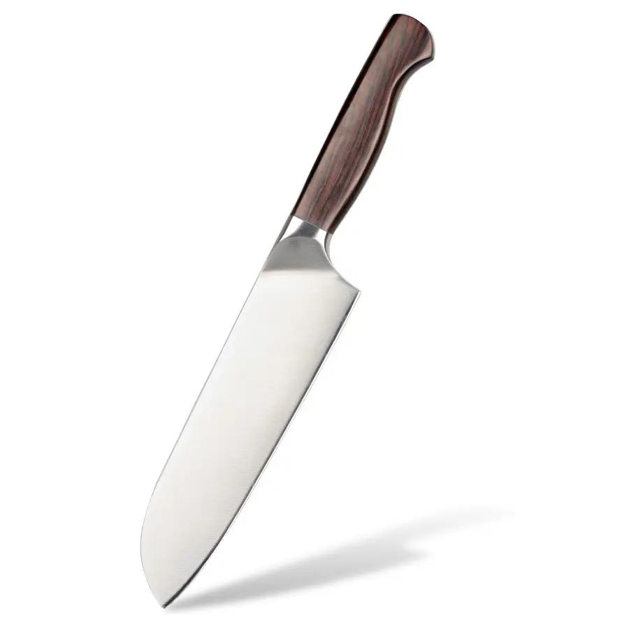 Sıcak satış el yapımı yüksek karbon çelik 7.5 inç mutfak abanoz sapelli ahşap saplı japon Pro şef bıçağı ile bıçak