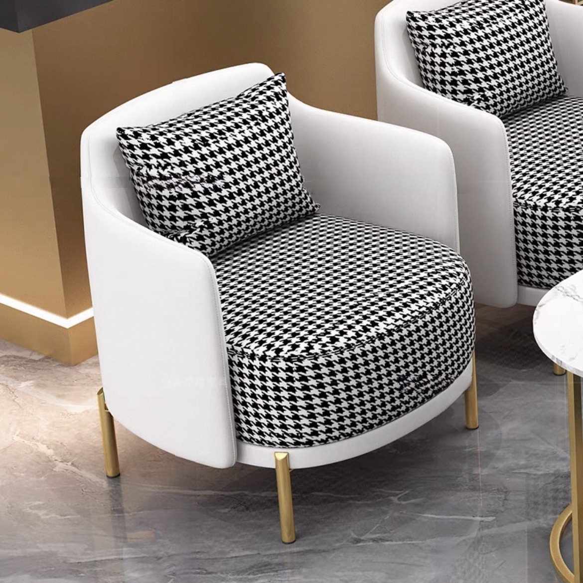 Blanco + houndstooth (silla individual)